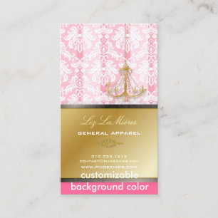 PixDezines Chandelier + Damask/ Fuschia+Gold Lace Business Card