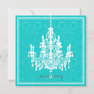 PixDezines Chandelier/DIY aqua background colour! Invitation