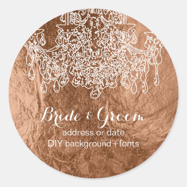 PixDezines chandelier/faux copper foil Classic Round Sticker (Front)