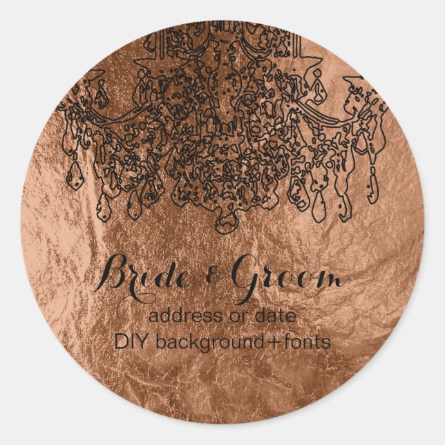 PixDezines chandelier/faux copper foil Classic Round Sticker (Front)