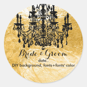 PixDezines chandelier/faux gold foil Classic Round Sticker