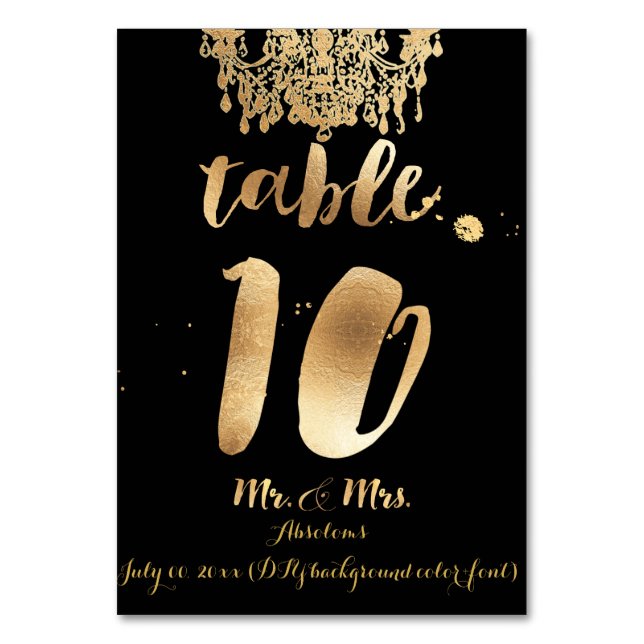 PixDezines Chandelier/Faux Gold/table 10 Table Number (Front)