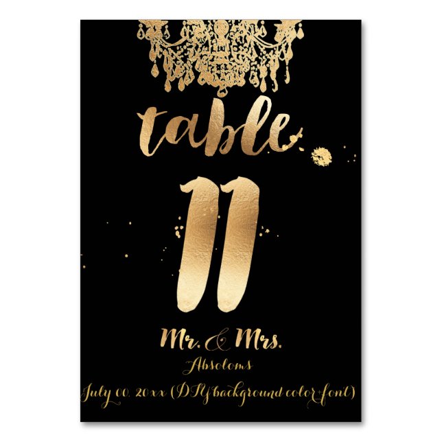 PixDezines Chandelier/Faux Gold/table 11 Table Number (Front)