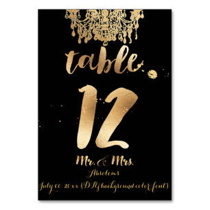PixDezines Chandelier/Faux Gold/Table 12 Table Number