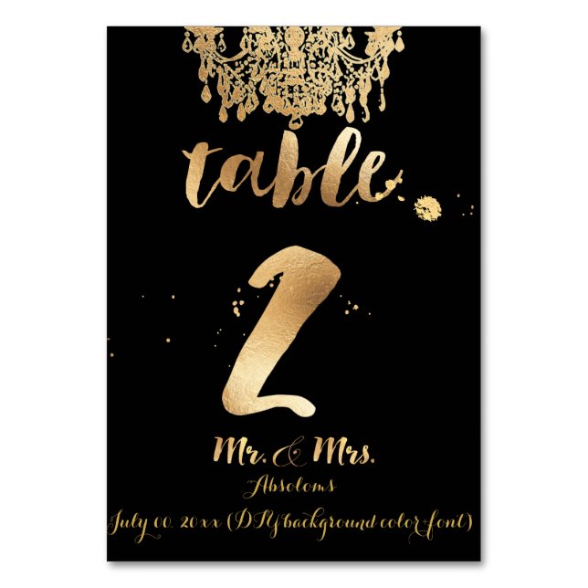 PixDezines Chandelier/Faux Gold/table 2 Table Number (Front)