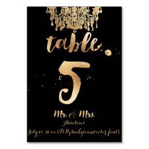 PixDezines Chandelier/Faux Gold/table 5 Table Number