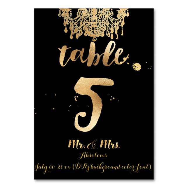 PixDezines Chandelier/Faux Gold/table 5 Table Number (Front)