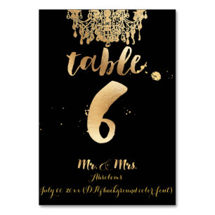 PixDezines Chandelier/Faux Gold/table 6 Table Number
