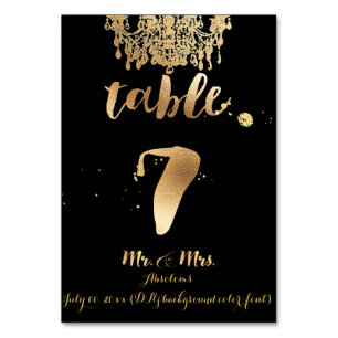 PixDezines Chandelier/Faux Gold/table 7 Table Number