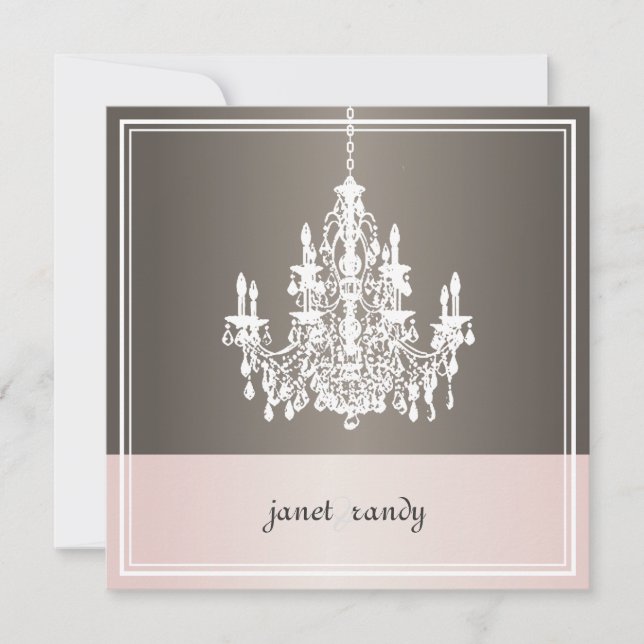 PixDezines Chandelier/pink+brushed metal Invitation (Front)