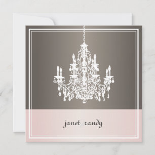 PixDezines Chandelier/pink+brushed metal Invitation