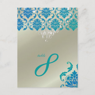 PixDezines Chandelier+Vendome Peacock Damask Postcard