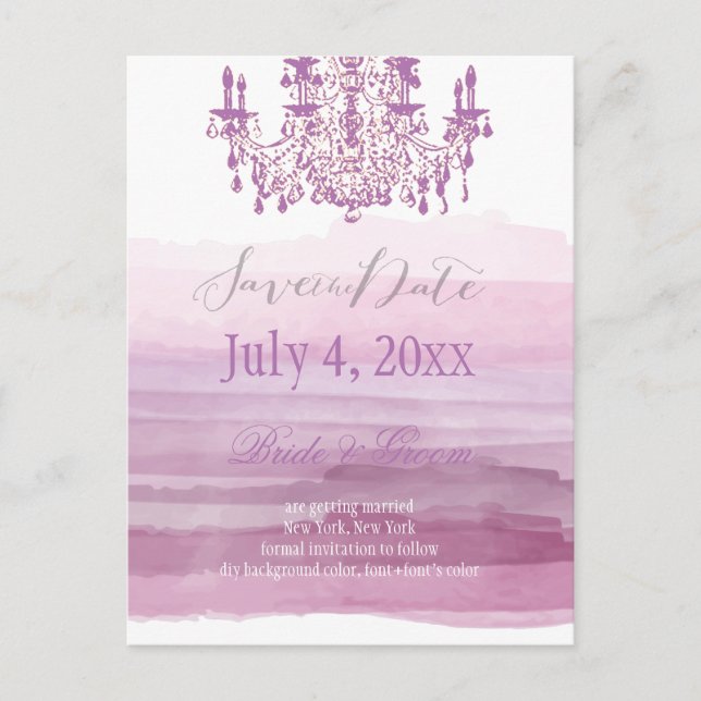 PixDezines chandelier+watercolor Announcement Postcard (Front)