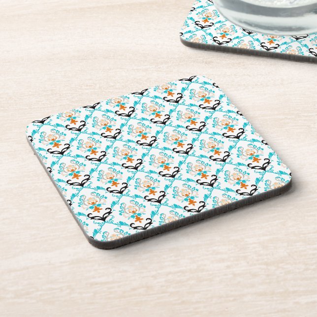 PixDezines Chantal Damask/DIY background colour Coaster (Left Side)