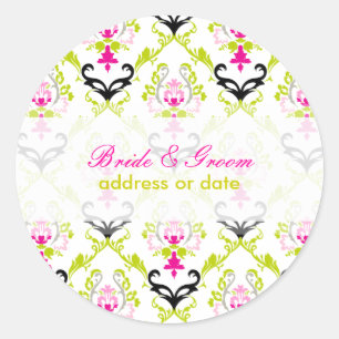 PixDezines chantal damask/diy colour Classic Round Sticker