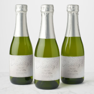 PixDezines Cheers Faux Silver Tone Confetti Sparkling Wine Label