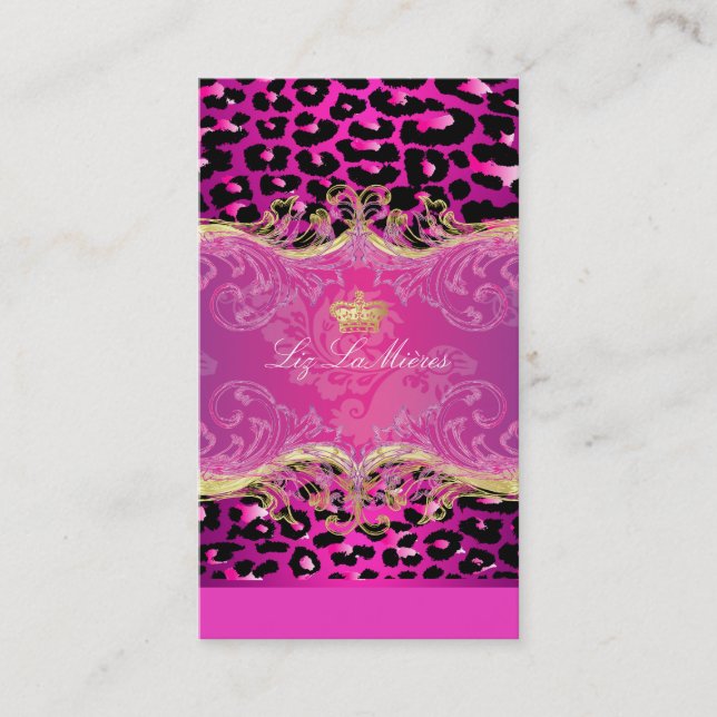 PixDezines cheetah spots / framboise Business Card (Front)