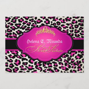 PixDezines cheetah+tiara/sweet sixteen Invitation