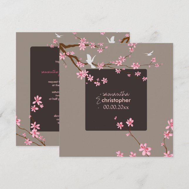 PixDezines Cherry blossom/diy background colour Invitation (Front/Back)