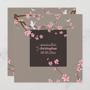 PixDezines Cherry blossom/diy background colour Invitation
