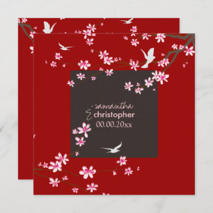PixDezines Cherry blossom/diy background colour Invitation