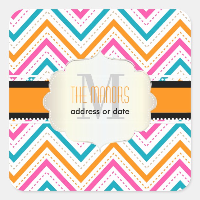 PixDezines Chevron/Christmas/DIY colours Square Sticker (Front)
