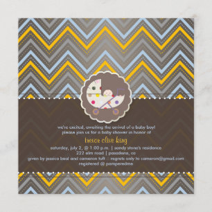 PixDezines chevron/yellow+blue/baby shower/DIY Invitation