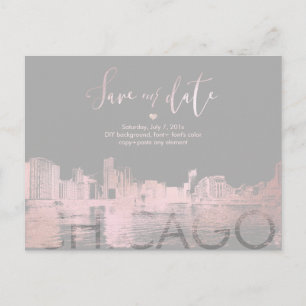 PixDezines/Chicago Save the Date/Blush Pink Announcement Postcard