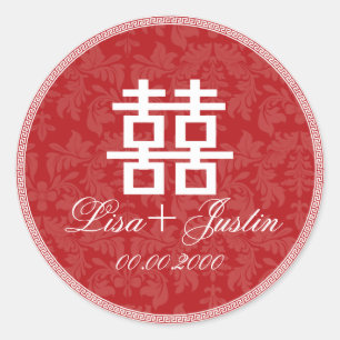 PixDezines chinese double happiness Classic Round Sticker