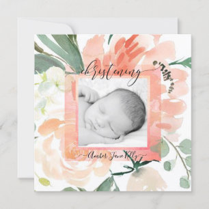 PixDezines Christening Summer Watercolor Flowers Invitation