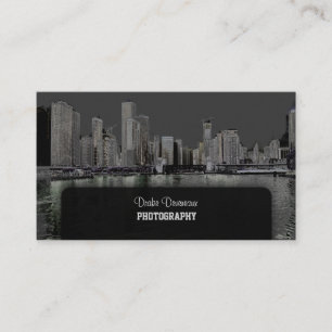 PixDezines City Scape, Lakeshore, Chicago/grey Business Card