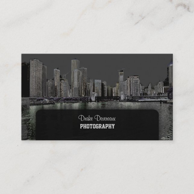 PixDezines City Scape, Lakeshore, Chicago/grey Business Card (Front)