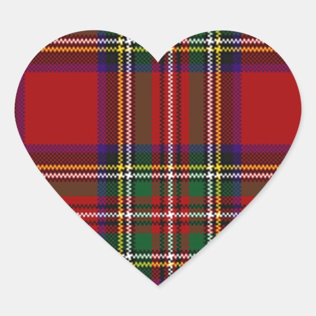 PixDezines clan stewart tartan Heart Sticker (Front)