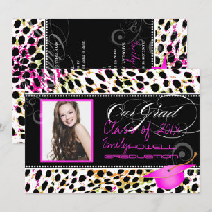PixDezines Colourful Cheetah Spots Graduation Invitation