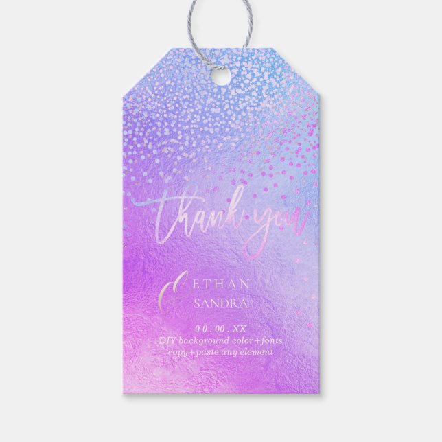 PixDezines Confetti, Ombre Violet Gift Tags (Front)