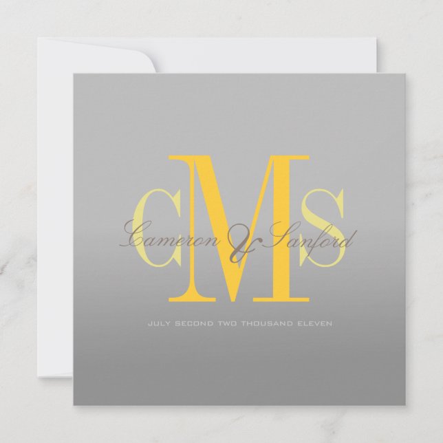 PixDezines Contemporary + classy/grey + yellow Invitation (Front)