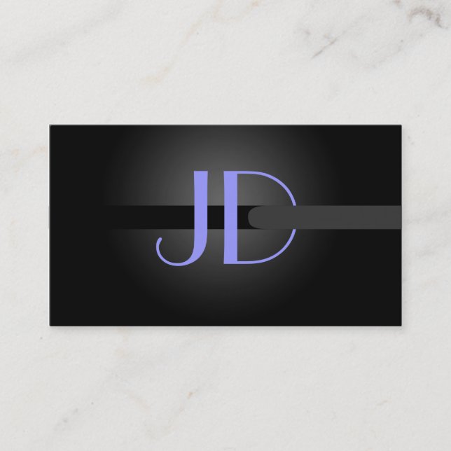 PixDezines Cool Neon Lights Monogram Business Card (Front)