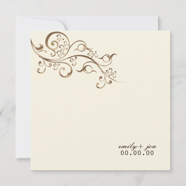 PixDezines Copper Swirls, Belise Beige Invitation (Front)