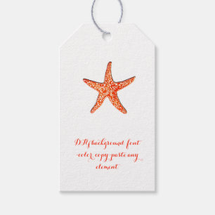 PixDezines Coral Orange Starfish/DIY background Gift Tags