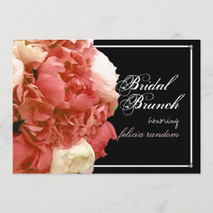 PixDezines coral peonies/hydrangeas/bridal brunch Invitation