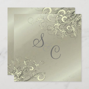 PixDeZines Cream Swirls/Faux Silver Invitation