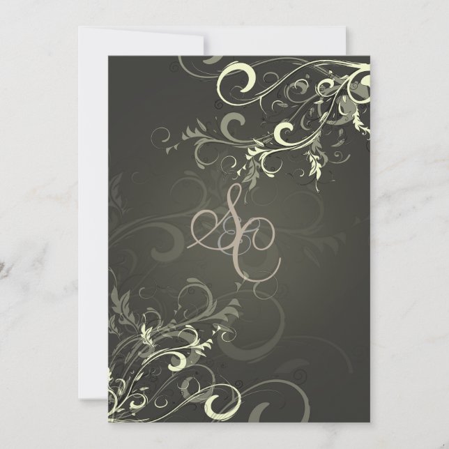 PixDezines cream swirls+graphite Invitation (Front)
