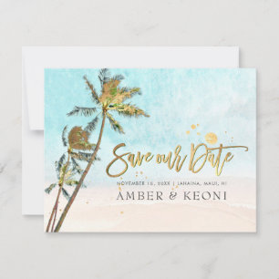 PixDezines Crystal Blue Beach Shoreline Palms  Save The Date