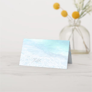 PixDezines Crystal Blue Coastal Shoreline  Beach Place Card