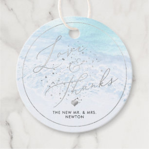 PixDezines Crystal Blue Shoreline, Beach Thank You Favour Tags