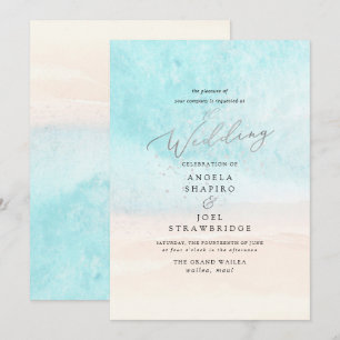 PixDezines Crystal Blue Shoreline, Beach Wedding Invitation
