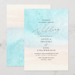 PixDezines Crystal Blue Shoreline, Beach Wedding Invitation