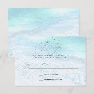 PixDezines Crystal Blue Shoreline, Sand n Sea RSVP Invitation
