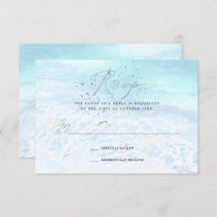 PixDezines Crystal Blue Shoreline, Sand n Sea RSVP Invitation