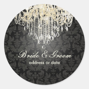 PixDezines crystal chandelier/baroque damask Classic Round Sticker